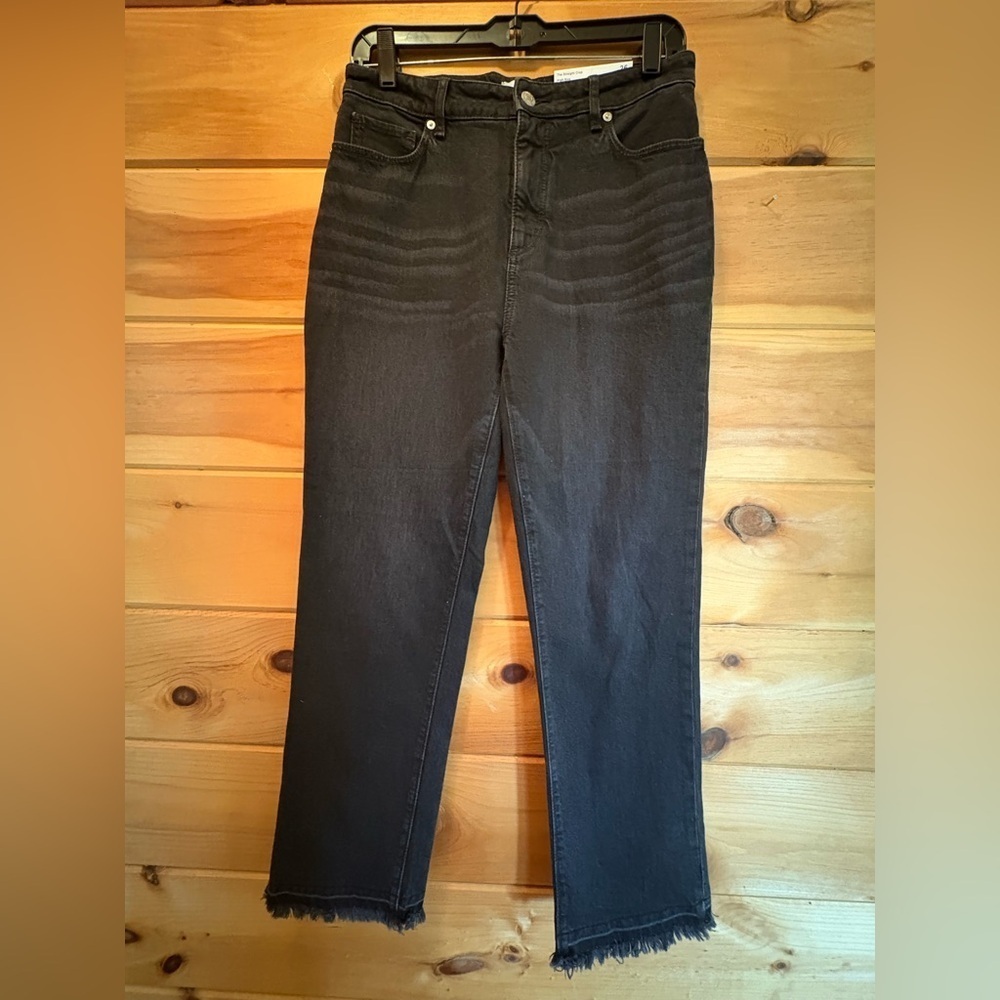 LOFT Women's Straight HighRise Curvy Fit Jeans w/ frayed bottoms size 26 NWT